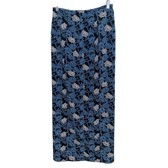 Vintage 90s R-Wear Rampage Wrap Maxi Skirt Juniors Sz 7 Blue Floral Hawaiian Y2K - Picture 3 of 7